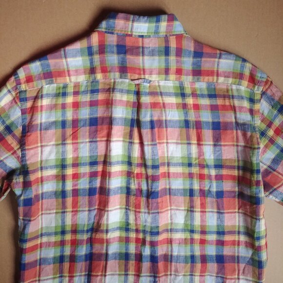 Gant Hampton Linen E-Z Fit Mens Short Sleeve Button plaid 100% linen shi… - Picture 6 of 13